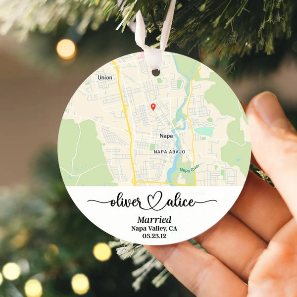 First Christmas MARRIED Ornament 2025 | Married Map Keepsake, Newlywed Couples Ornament, Personalized Married Ornament, Custom Married Map