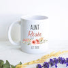 Personalized Aunt Name Peach Floral - White Ceramic Mug - Inkpot