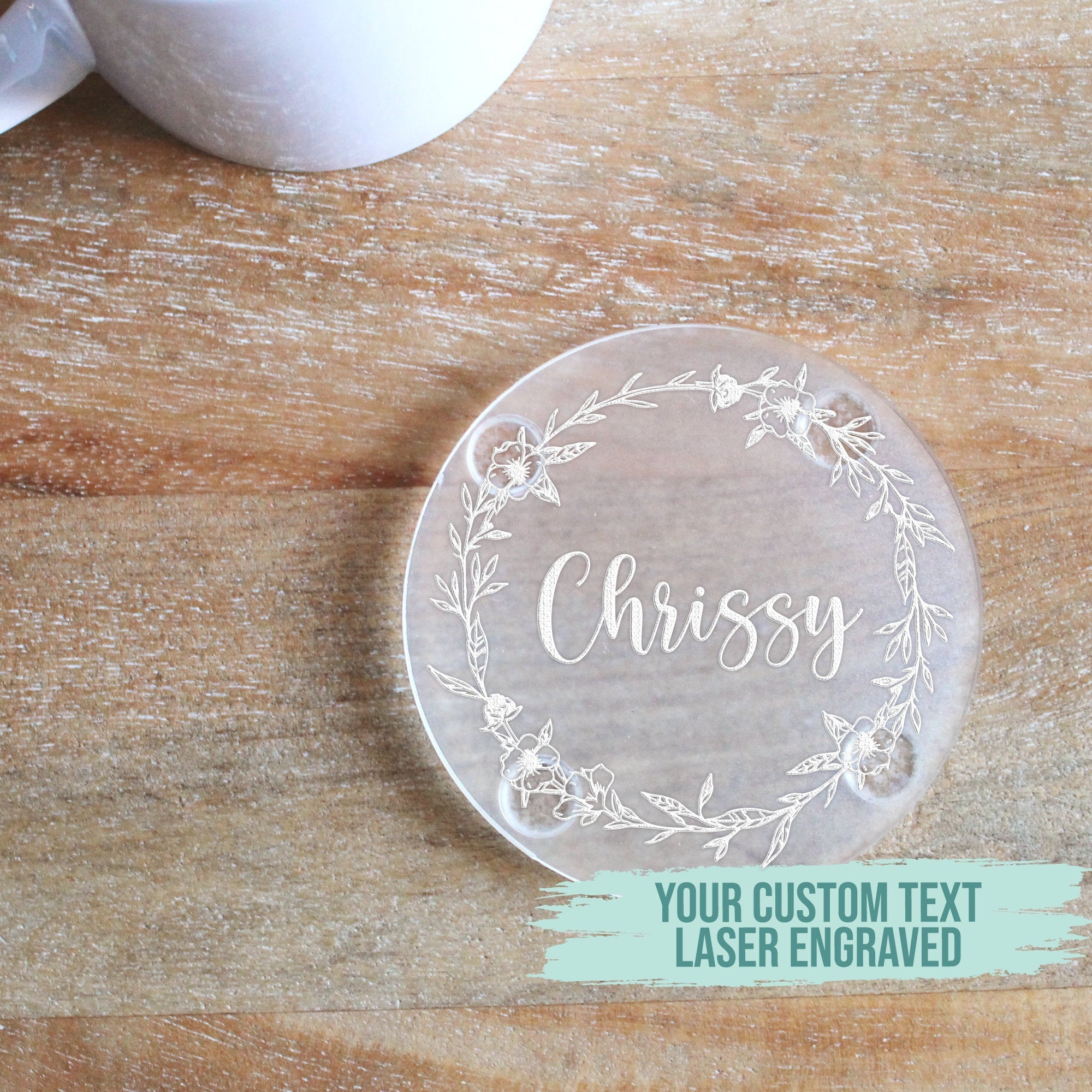 Laser Engraved Personalized Coaster - Custom Name