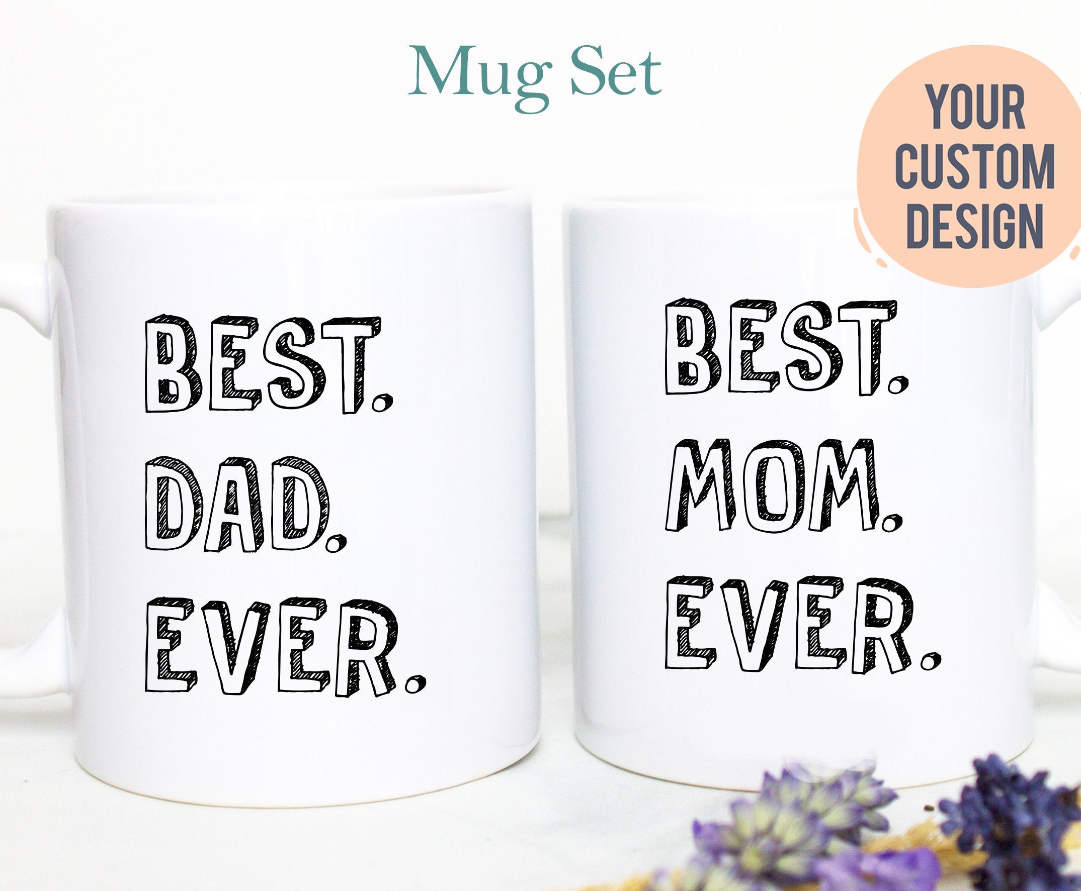 Personalized Father's Day Mother's Day Gift Individual OR Mug Set, Best Dad, Best Mom Gift Mom and Dad Mugs, Mom and Dad Gift Idea