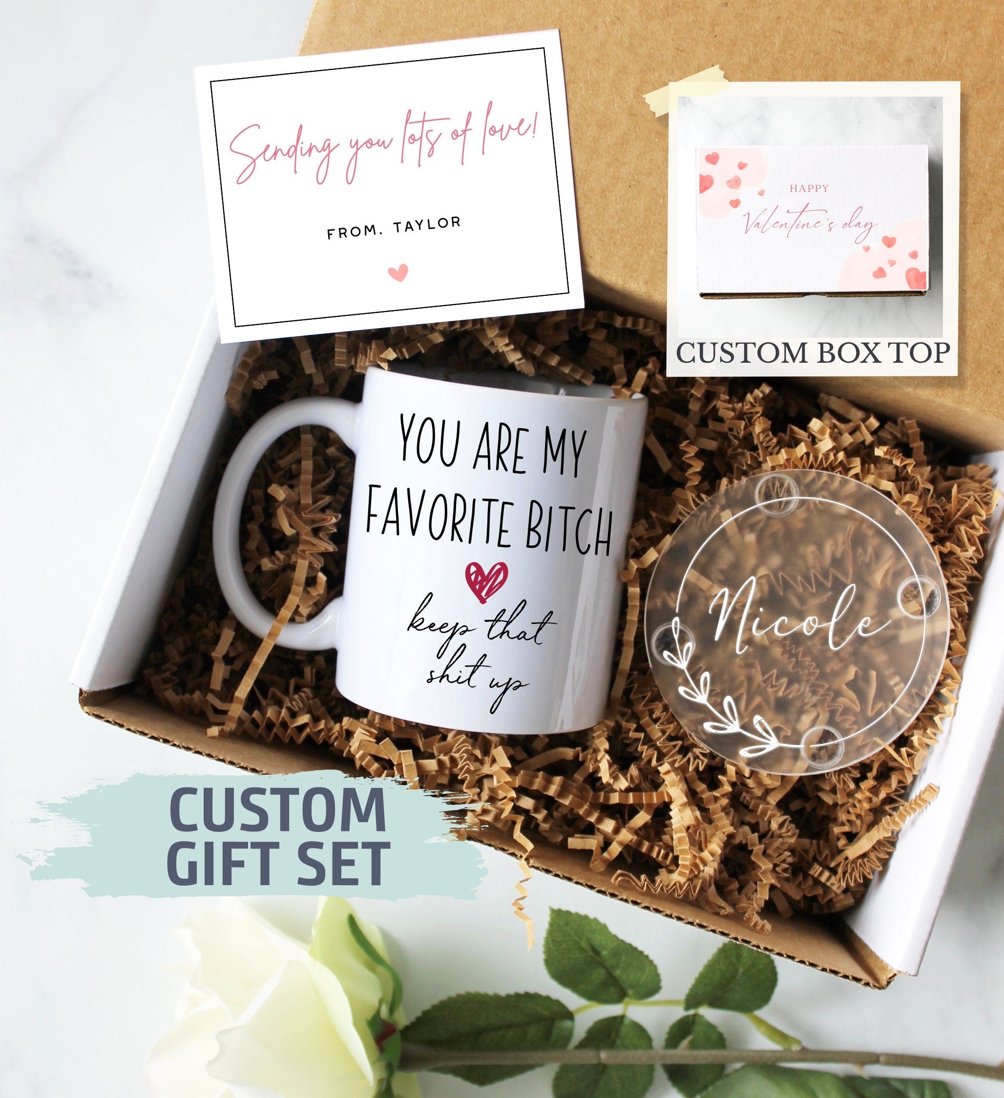 Personalized Valentine's Day Gift Box | Galentine's Day Care Package, Valentine's Gift Box for Her, Galentines Gift for Best Friend, Women