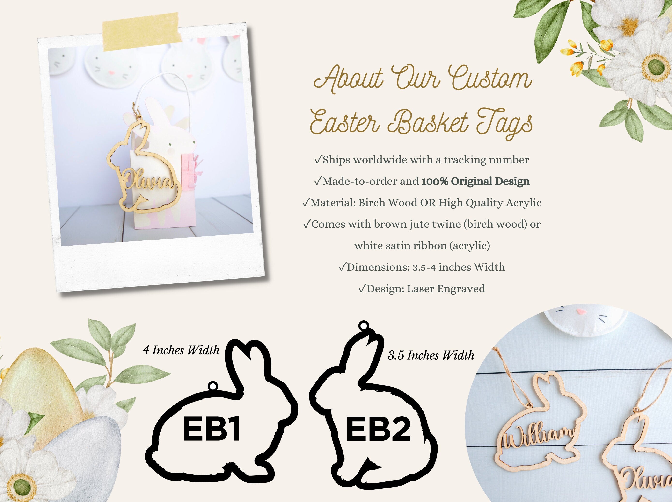 Personalized Easter Basket Name Tag