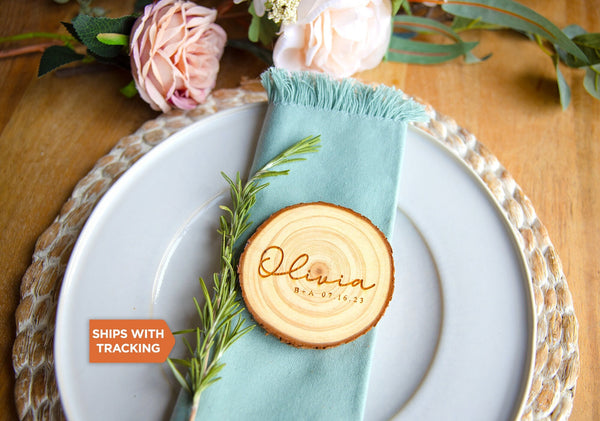 Custom Wood Place Card 3.5-4" Log