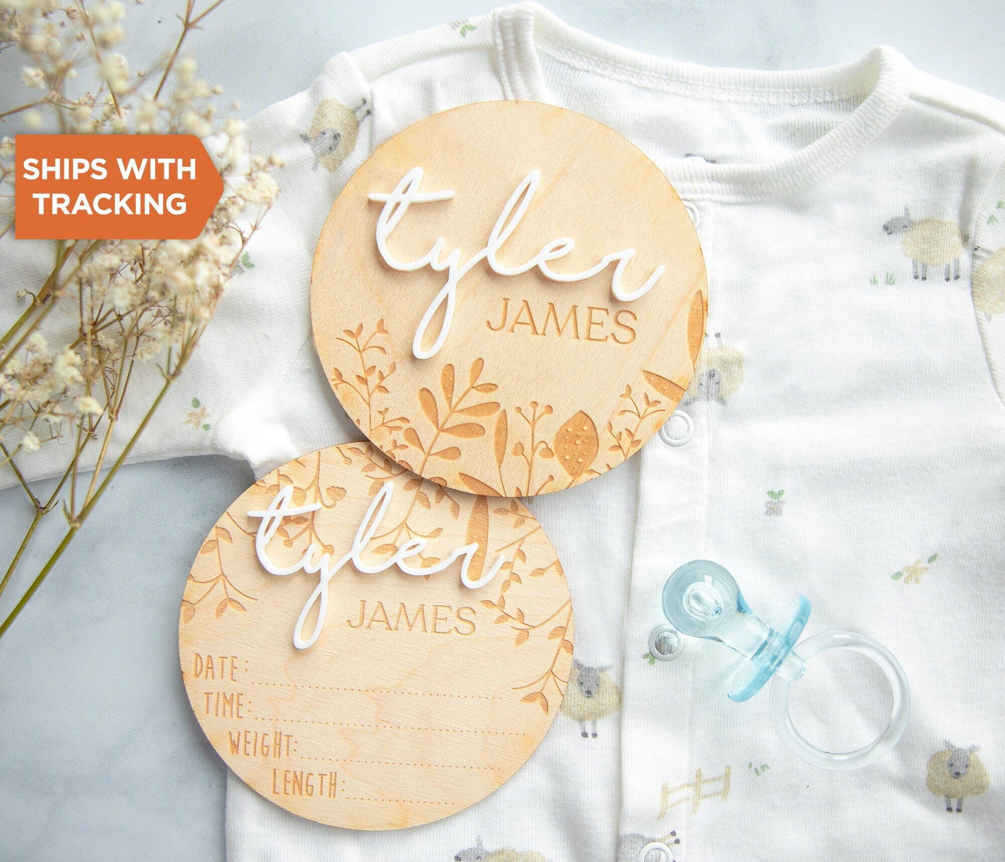 Custom Baby Name Sign - Baby Birth Announcement
