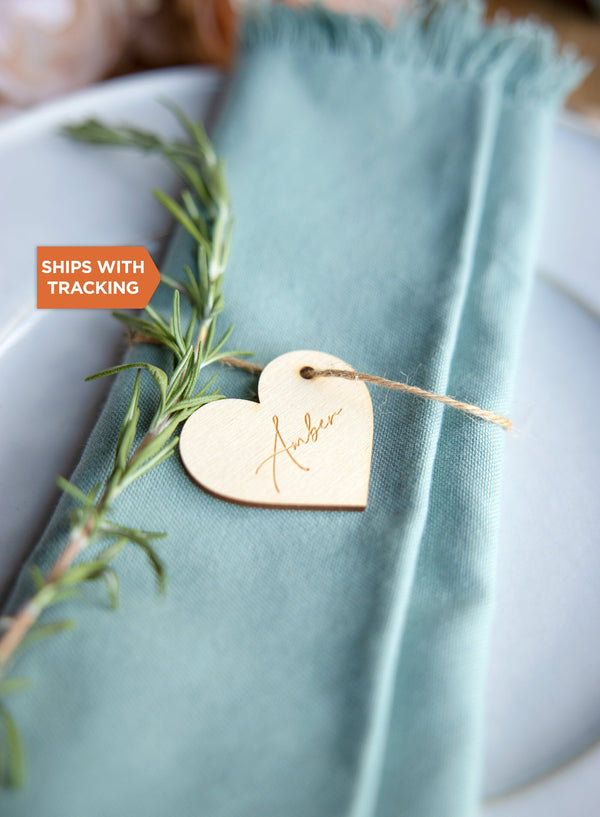 Custom Wooden Heart Place Card