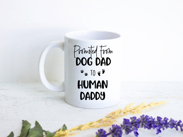 Promoted from Dog Dad to Human Daddy - White Ceramic Mug