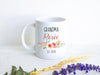 Peach Floral Personalized Grandma Name EST - White Ceramic Mug