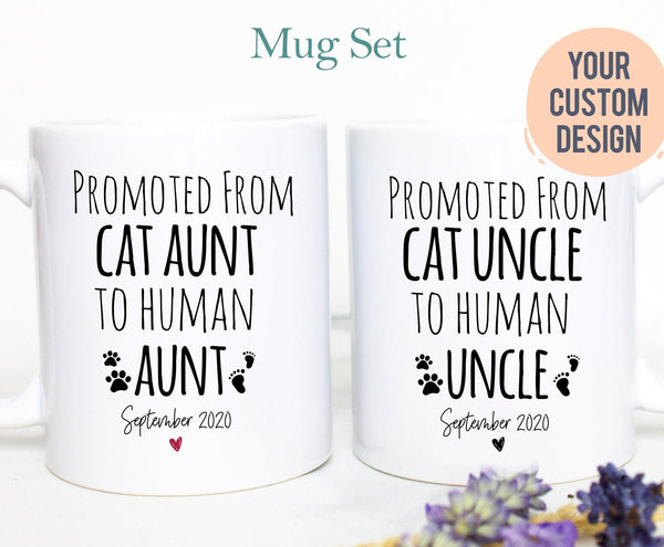 Promoted From Cat Aunt Uncle To Human Aunt Individual OR Mug Set