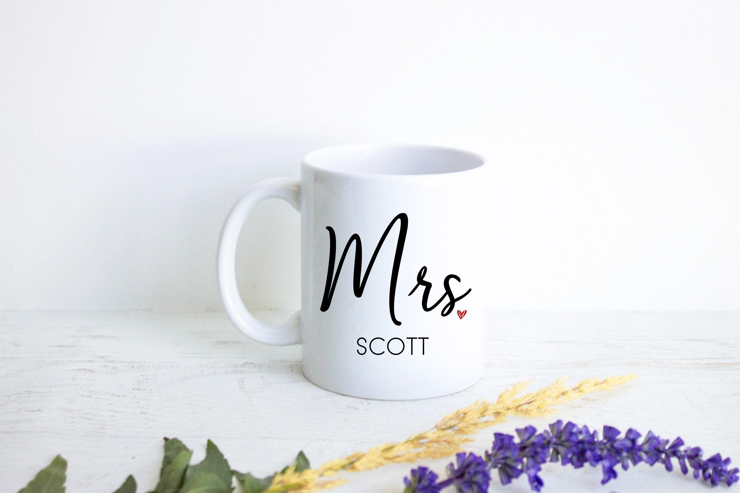 Married Mrs. Custom Date - White Ceramic Mug