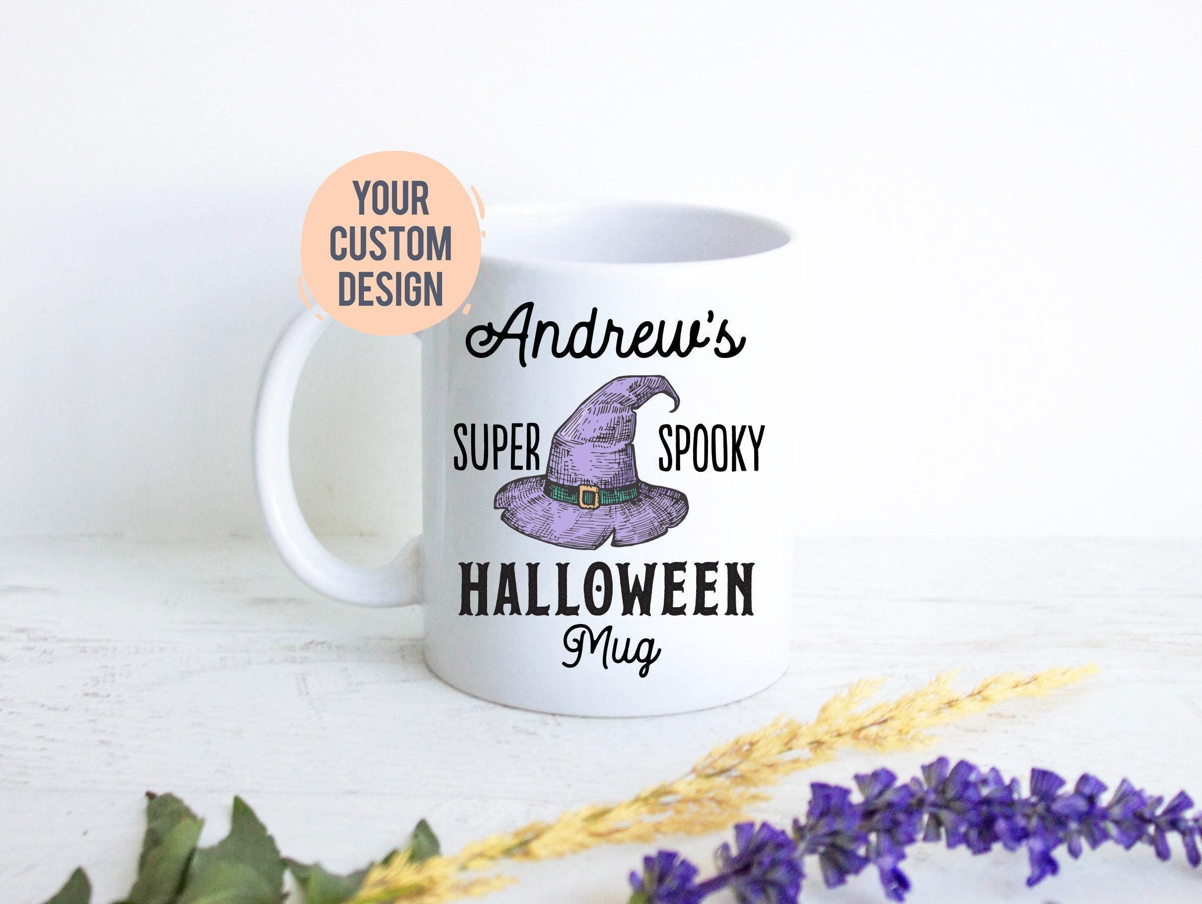 Halloween Custom Name - White Ceramic Mug