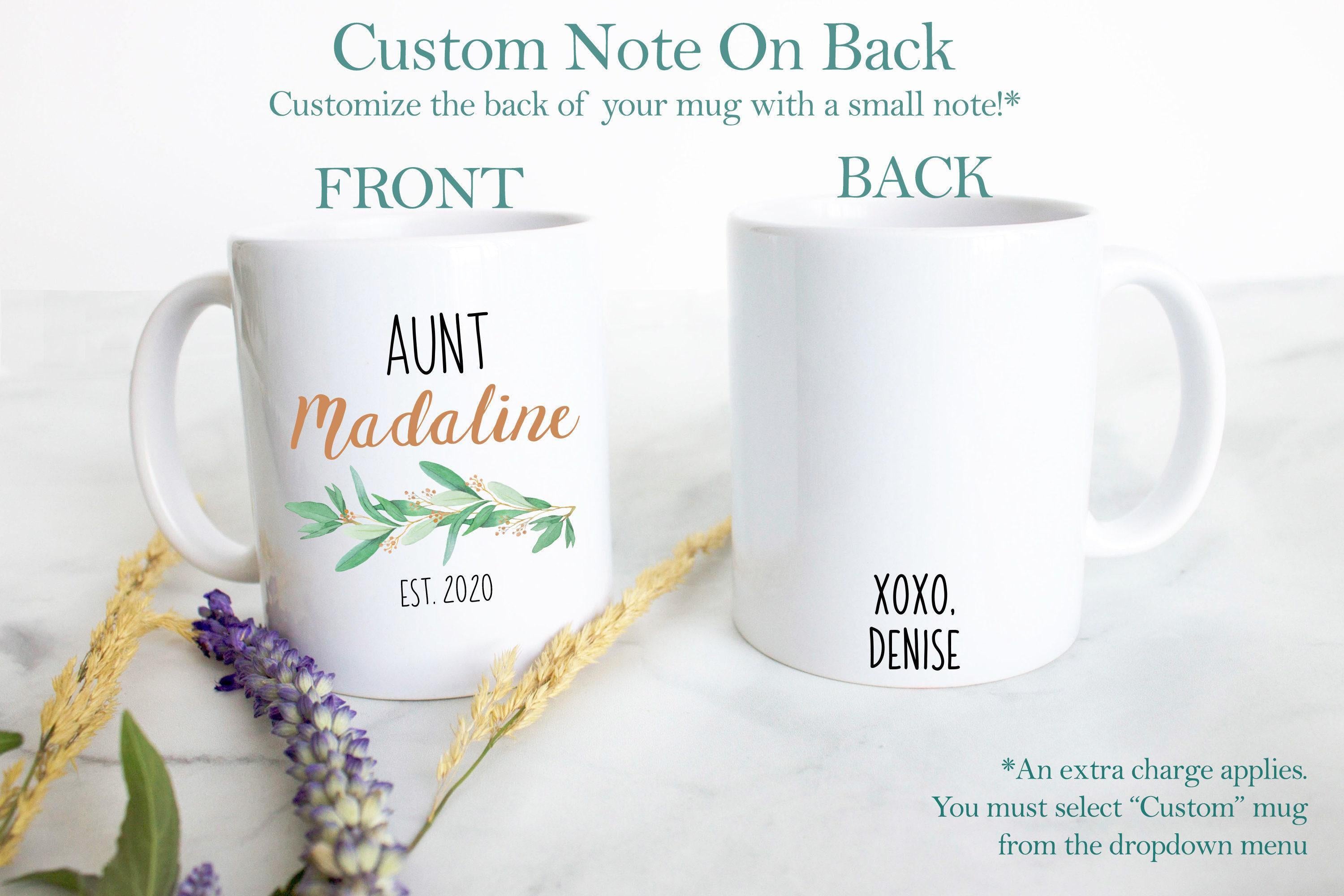 Personalized Aunt Name Greenery - White Ceramic Mug