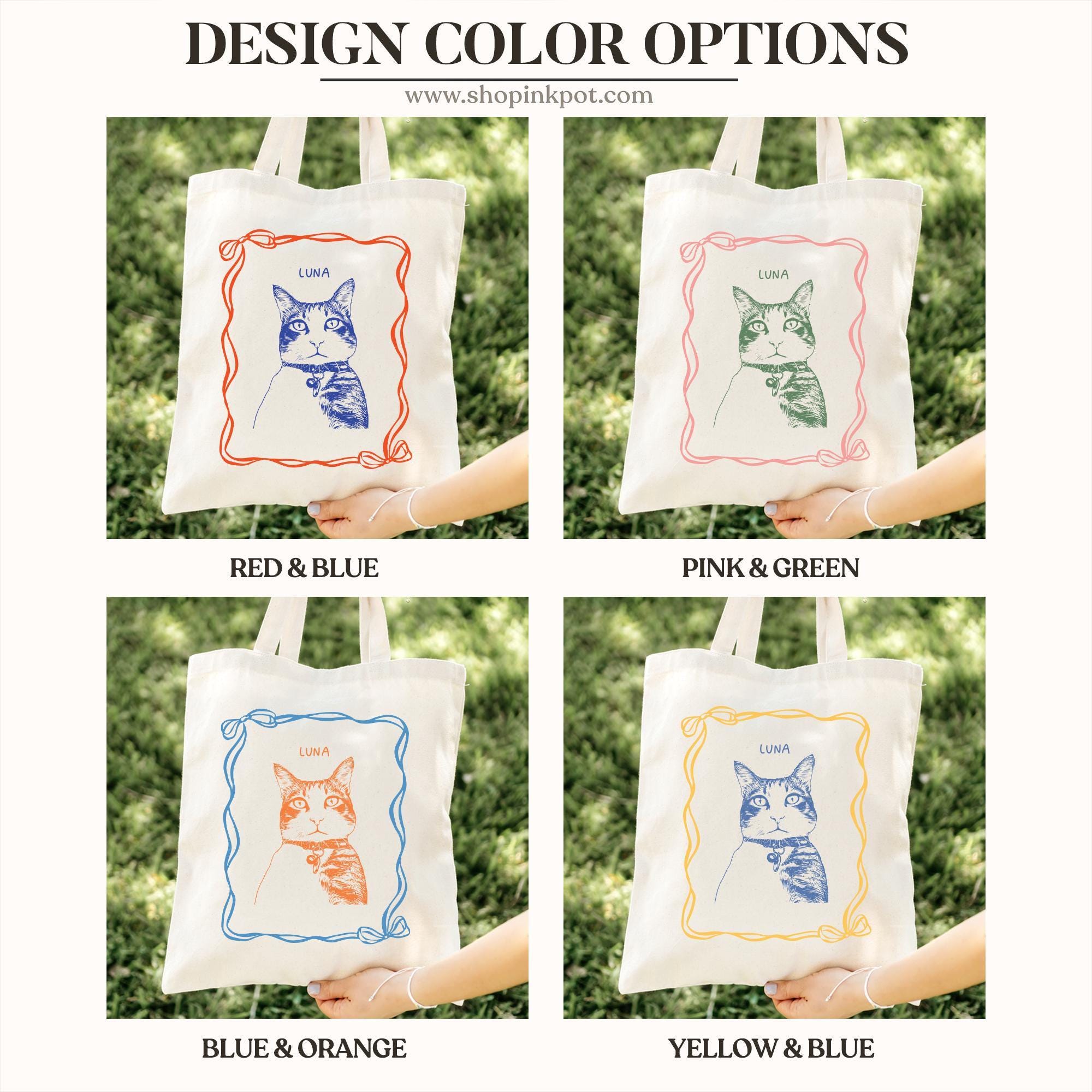 Custom Pet Tote Bag | Cat Pet Portrait Gift, Custom Cat Dog Photo Tote, Pet Memorial Pet Lover Gift, Cat Dog Mom Gift, Custom Cat Owner Tote