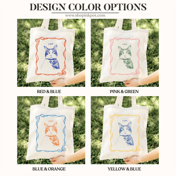 Custom Pet Tote Bag | Cat Pet Portrait Gift, Custom Cat Dog Photo Tote, Pet Memorial Pet Lover Gift, Cat Dog Mom Gift, Custom Cat Owner Tote