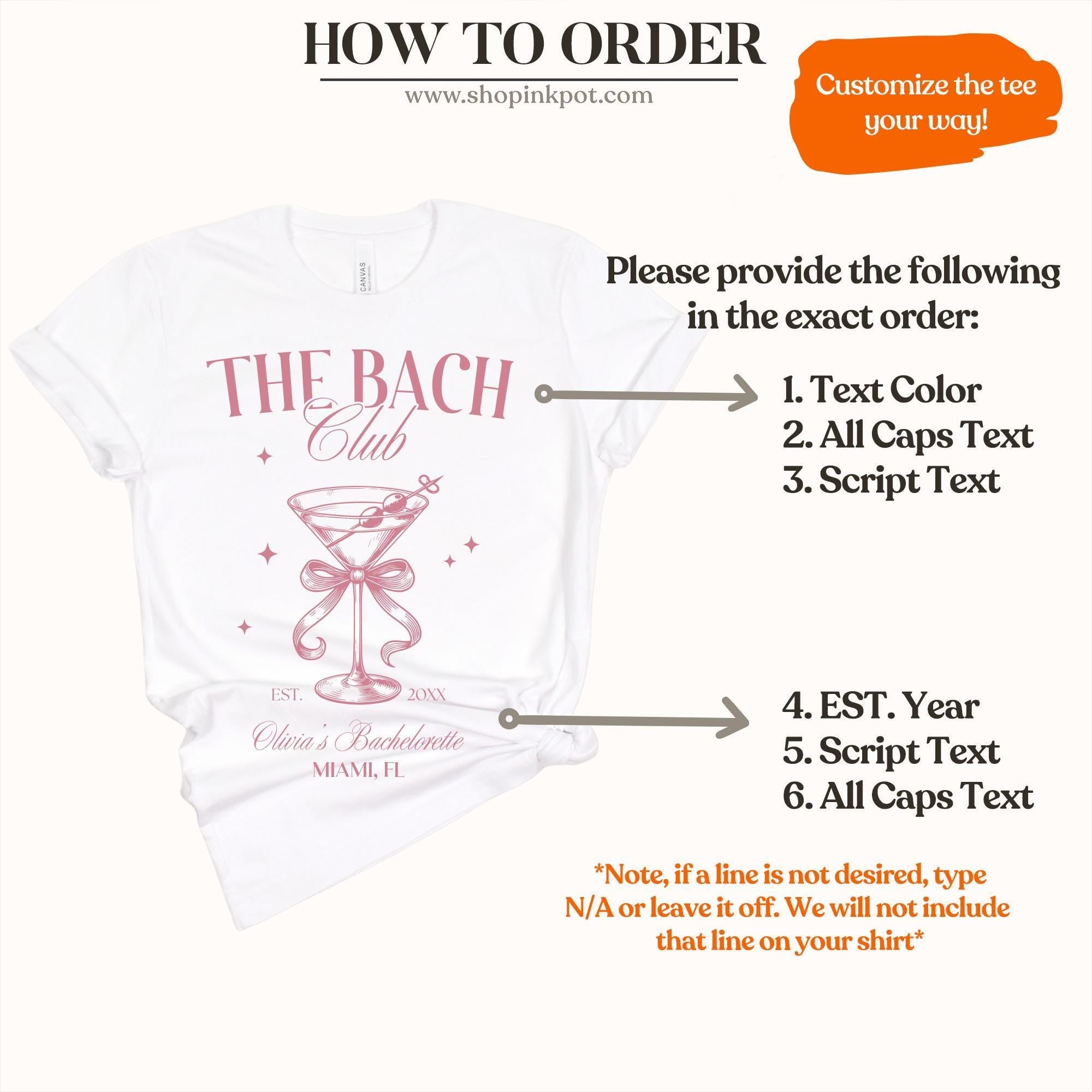 Custom Bachelorette Party Shirt | The Bach Club The Bride Shirt, Personalized Bachelorette Shirt, Coquette Bachelorette,Bridal Party Shirt