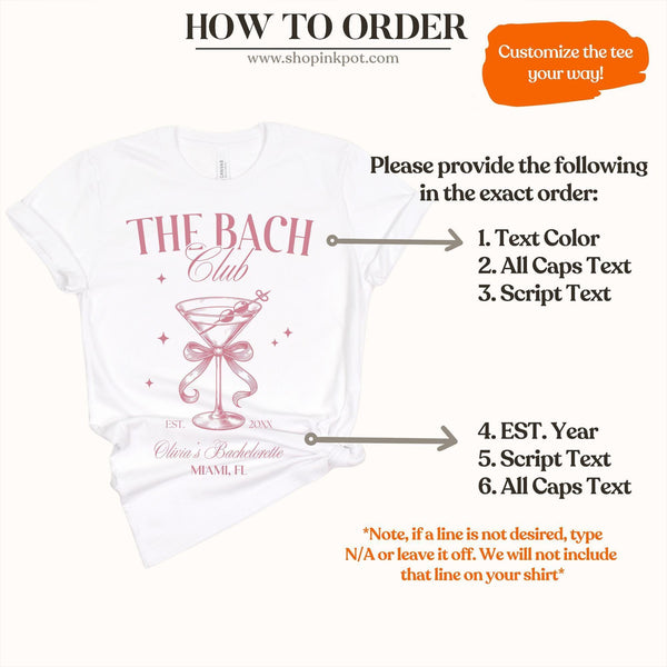 Custom Bride Bachelorette Party Shirt | The Bach Club The Bride Shirt, Personalized Bachelorette Shirt, Coquette Bachelorette,Bridal Party