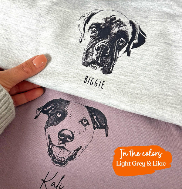 Custom Pet Portrait Sweatshirt: Dog or Cat Photo & Name, Memorial Gift
