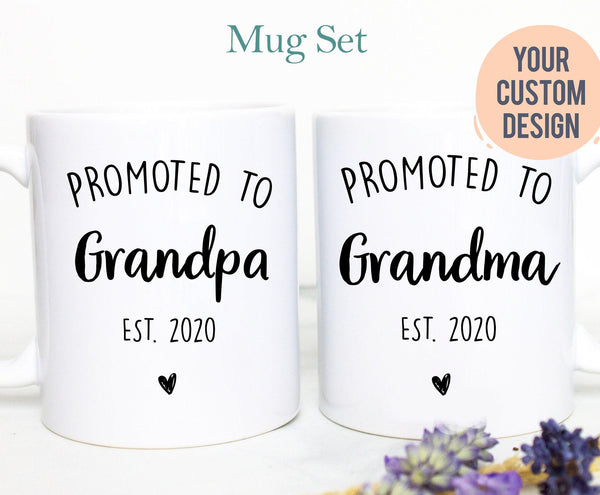 Promoted to Grandpa and Grandma Individual OR Mug Set