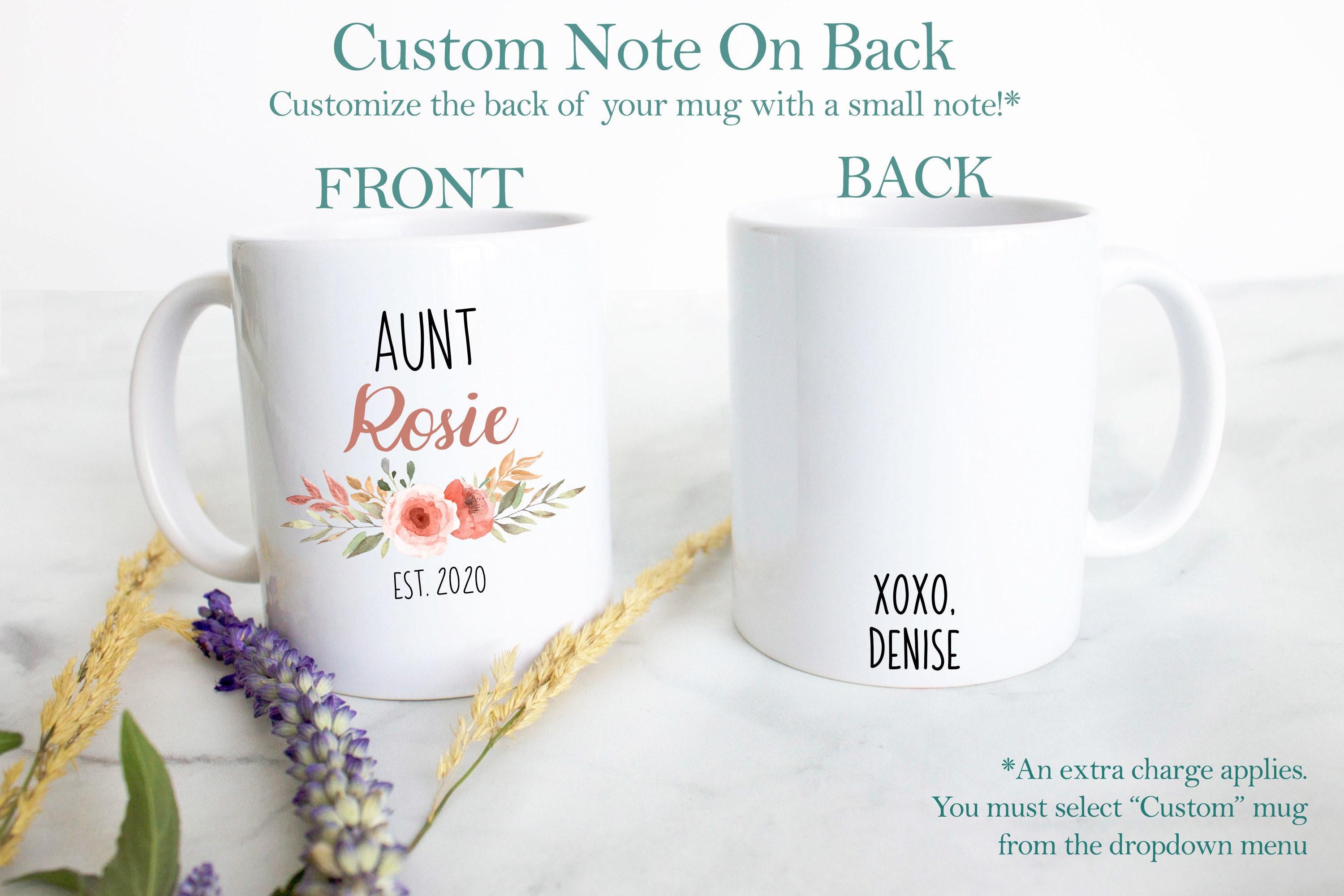 Personalized Aunt Name Peach Floral - White Ceramic Mug