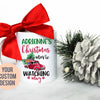 This is My Custom Name Christmas Movie Watching Mug Blue - White Ceramic Mug
