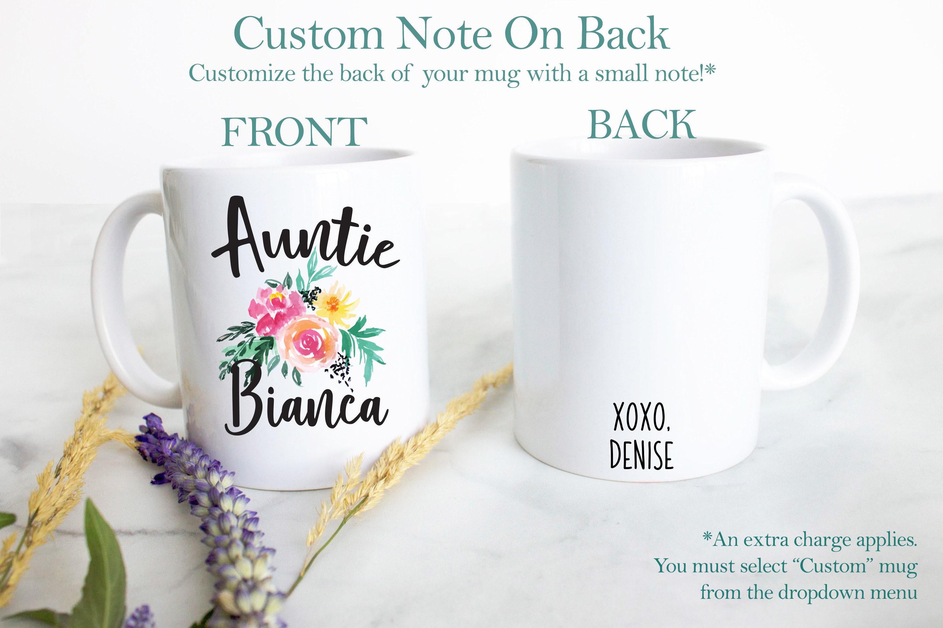 Personalized Auntie Name Floral - White Ceramic Mug