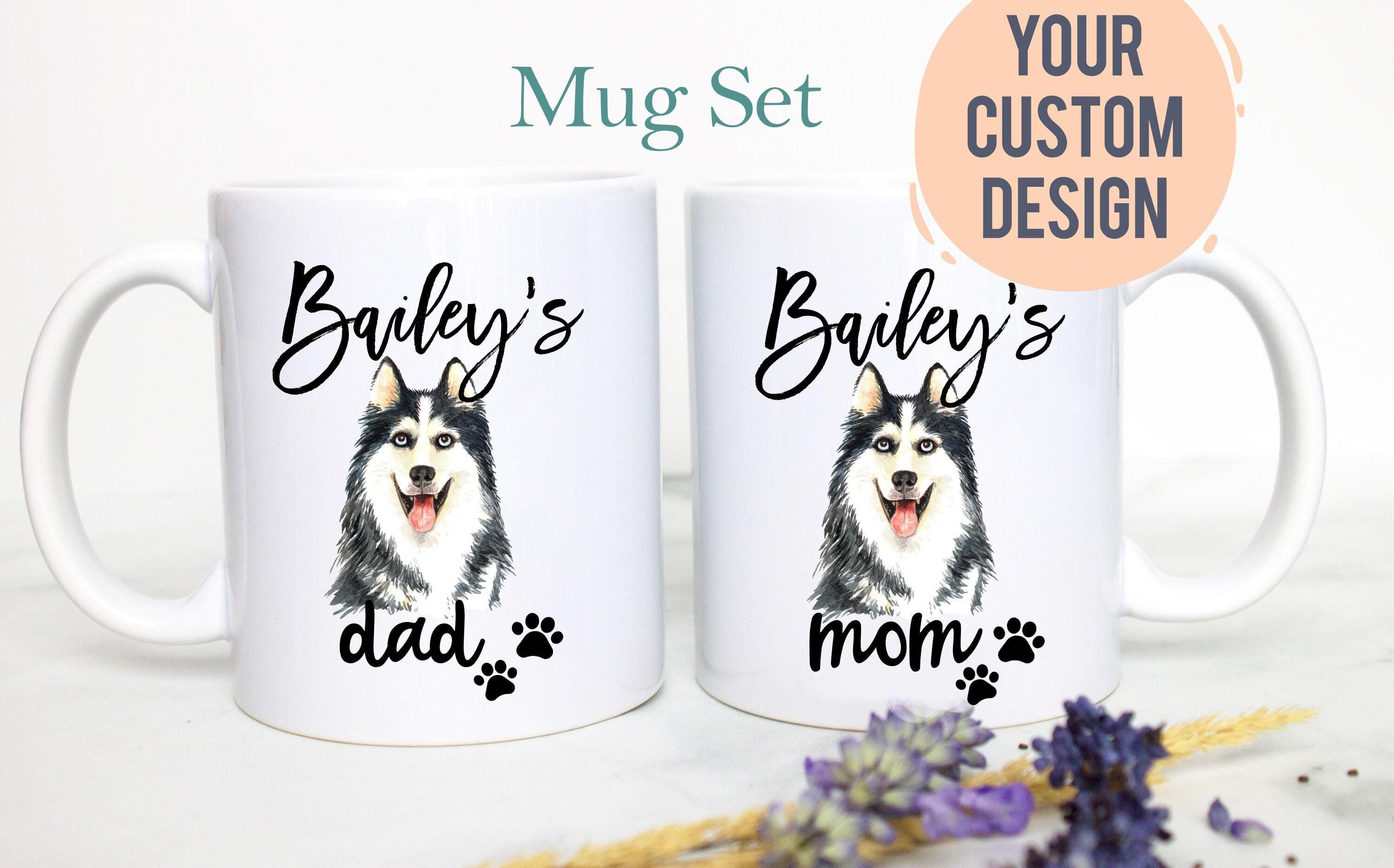 Personalized Husky Mom and Dad Individual or Mug Set - White Ceramic Custom Mug