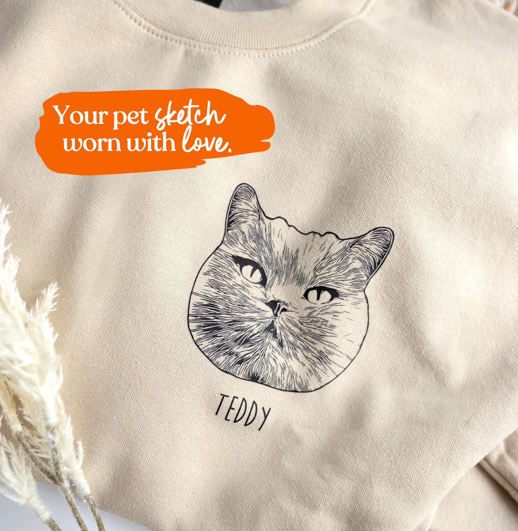 Custom Pet Portrait Sweatshirt: Dog Cat Photo & Name, Memorial Gift