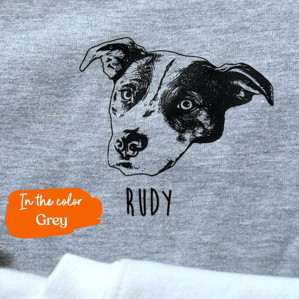 Custom Pet Portrait Sweatshirt: Dog Cat Photo & Name, Memorial Gift
