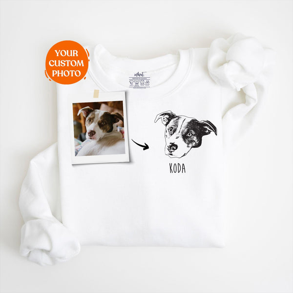 Custom Pet Portrait Sweatshirt: Dog Cat Photo & Name, Memorial Gift