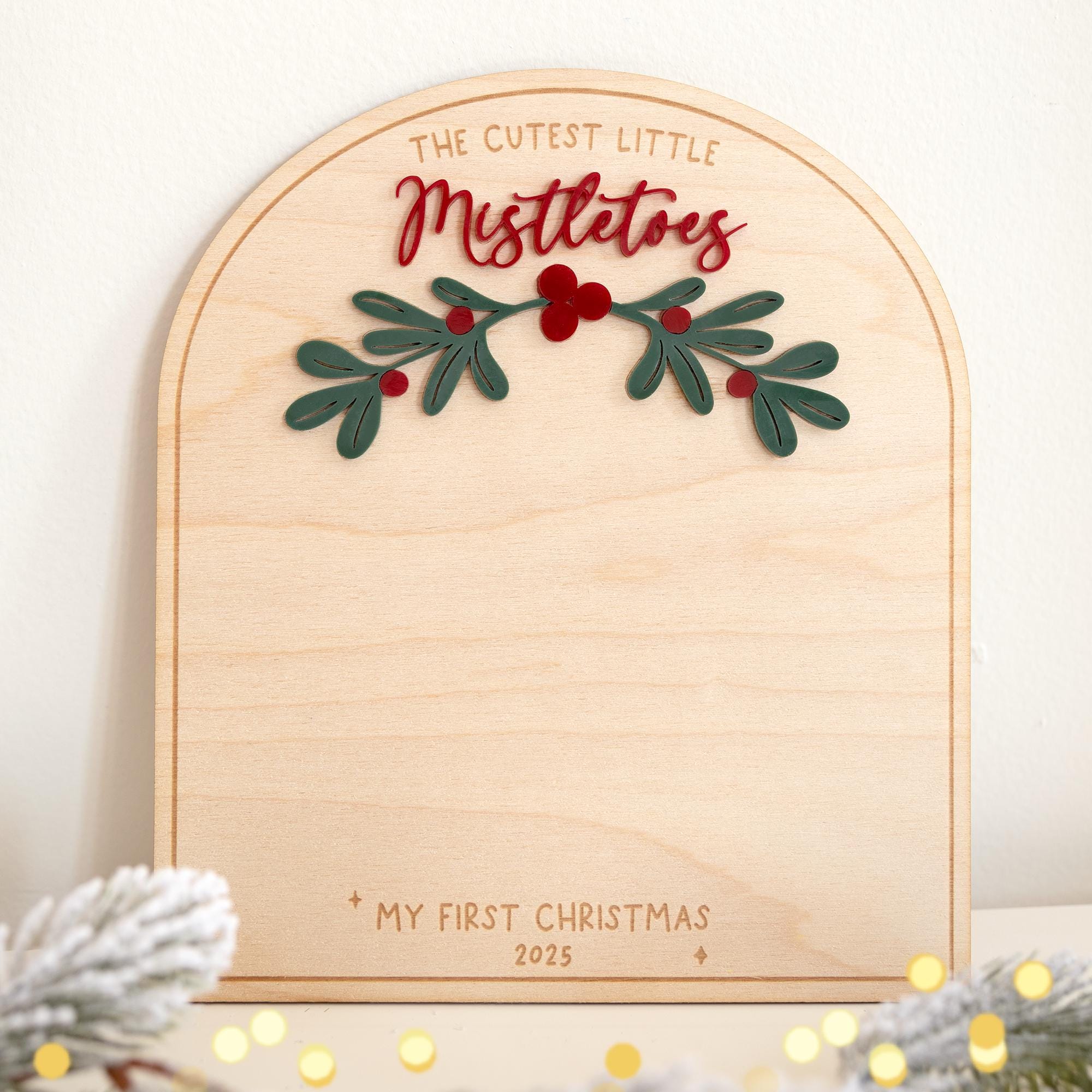 Baby’s First Christmas Footprint Board – Mistletoes Baby Craft, Personalized Footprint Sign, Baby Christmas Keepsake, Holiday Activity