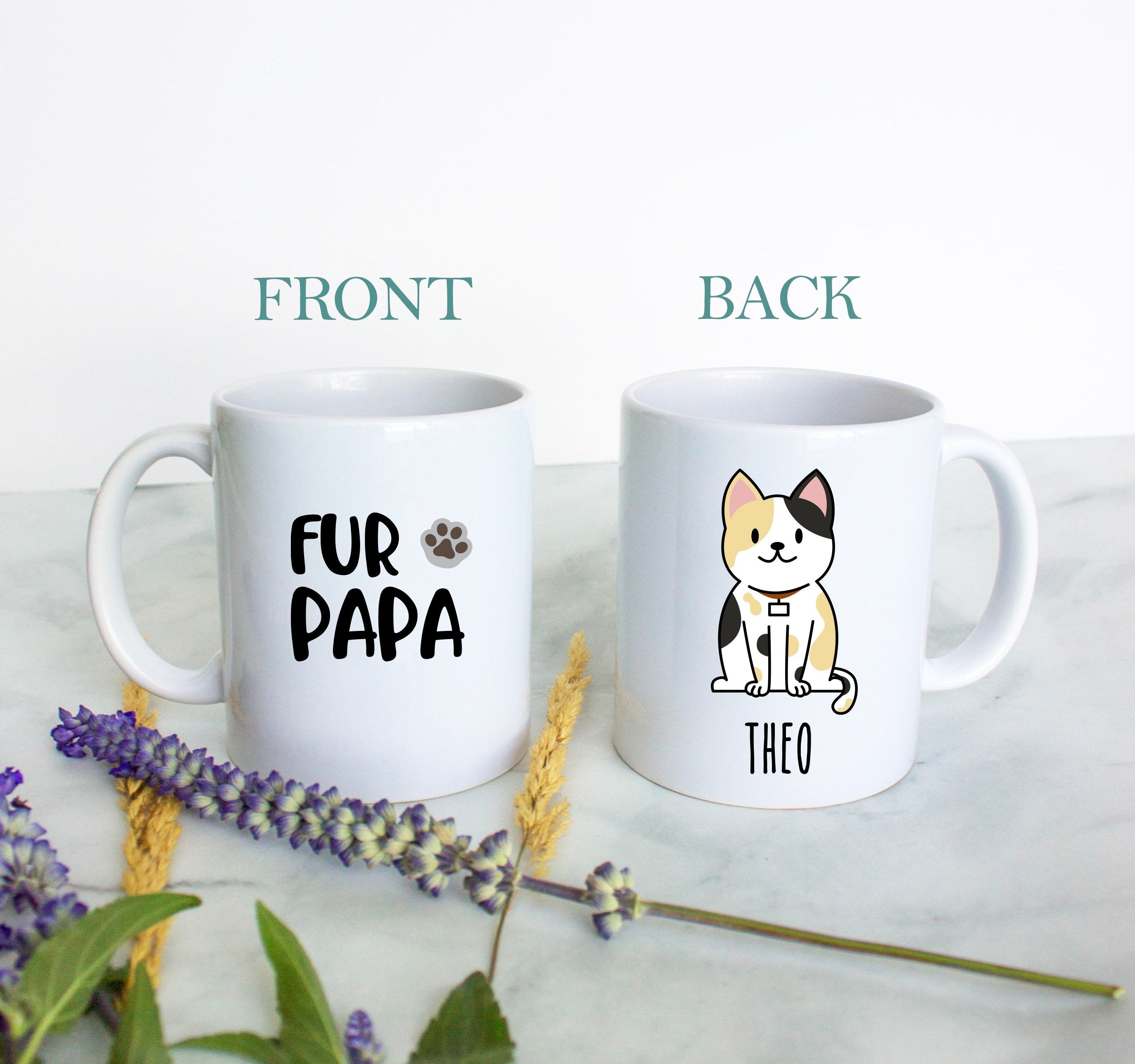 Personalized Cat Dad Mug - White Ceramic Custom Mug - Inkpot