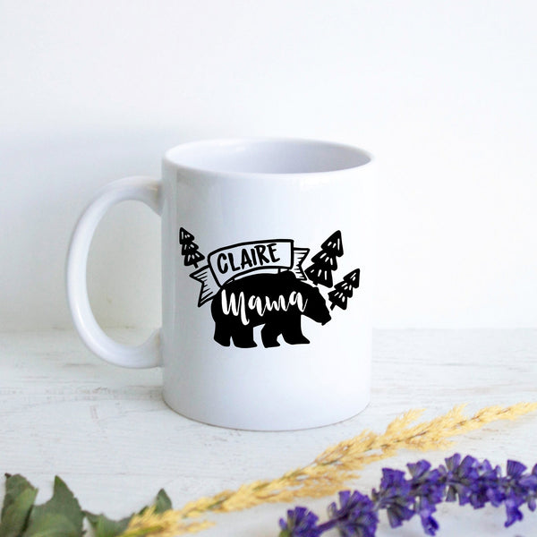 Personalized "Mama Bear" EST - White Ceramic Mug