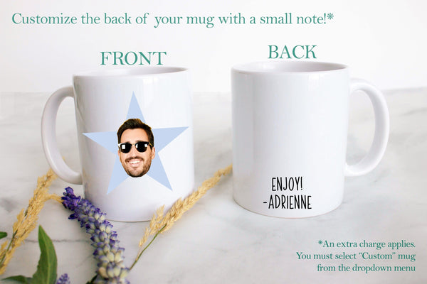 STAR Face Mug,Personalized Star Mug, Birthday Gift, Gift for Him, Gift For Her, Christmas Gift, Office, Coworker Gift, Stocking Stuffer