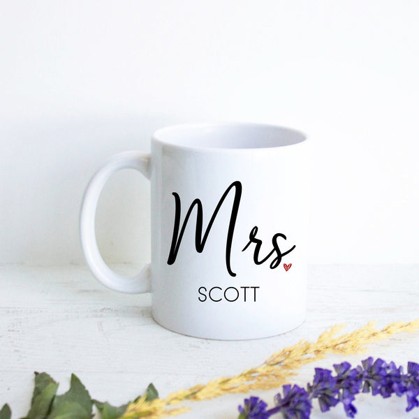 Married Mrs. Custom Date - White Ceramic Mug - Inkpot