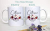 Fall Burgundy Floral Bridesmaid Custom Name With Date - White Ceramic Mug