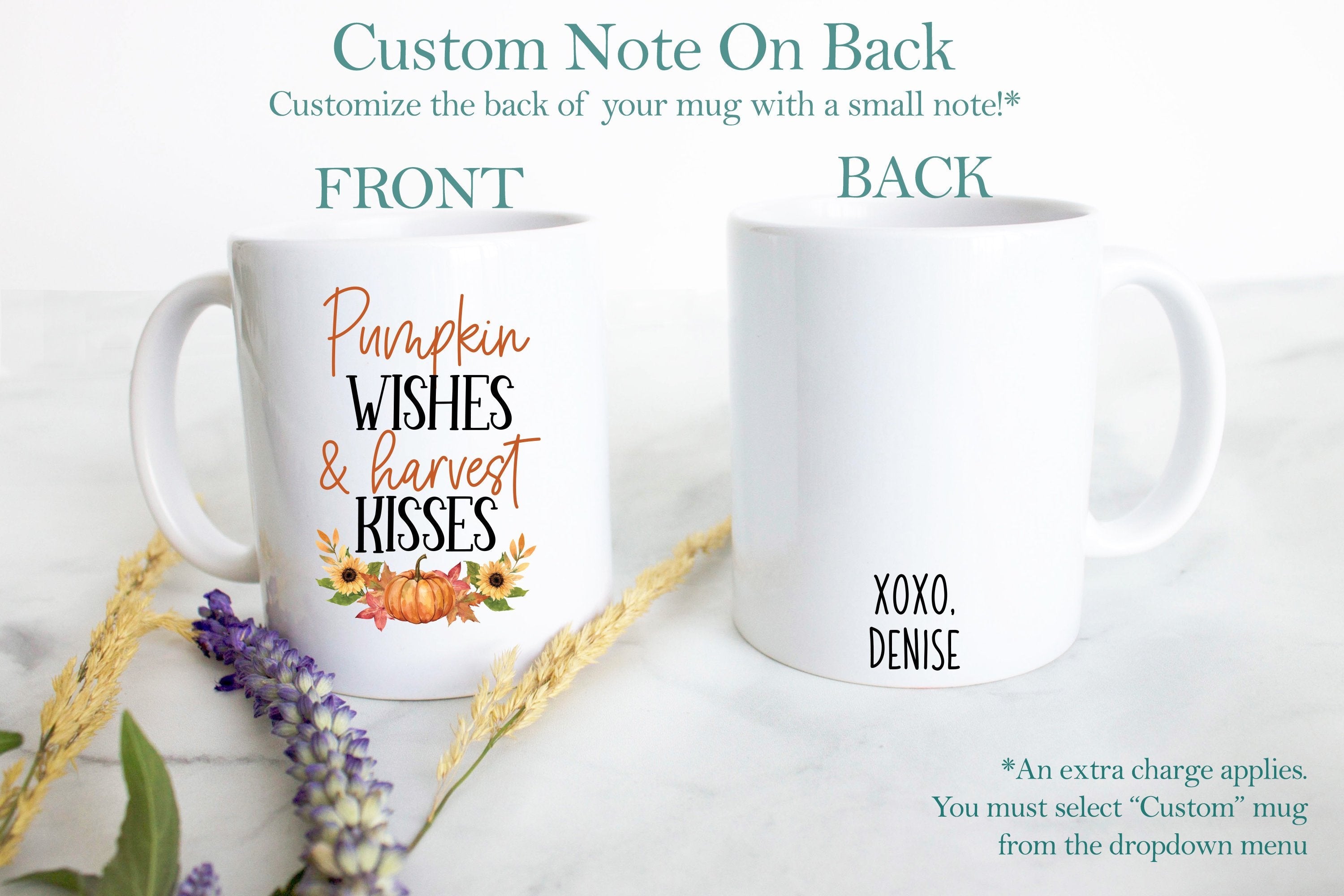 Pumpkin Wishes & Harvest Kisses - White Ceramic Mug