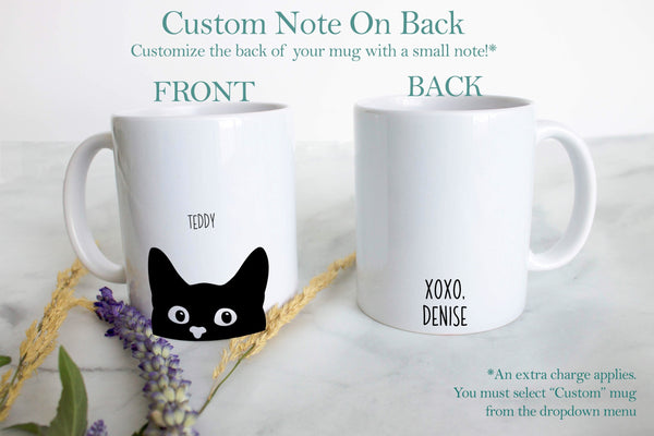 Personalized Black Cat Name Mug - White Ceramic Custom Mug