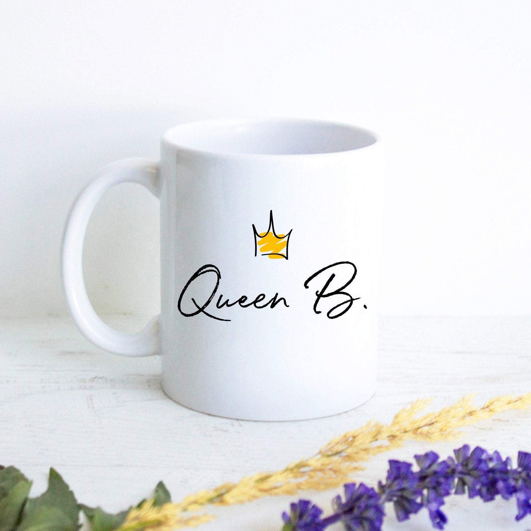 Personalized Queen Initial - White Ceramic Mug