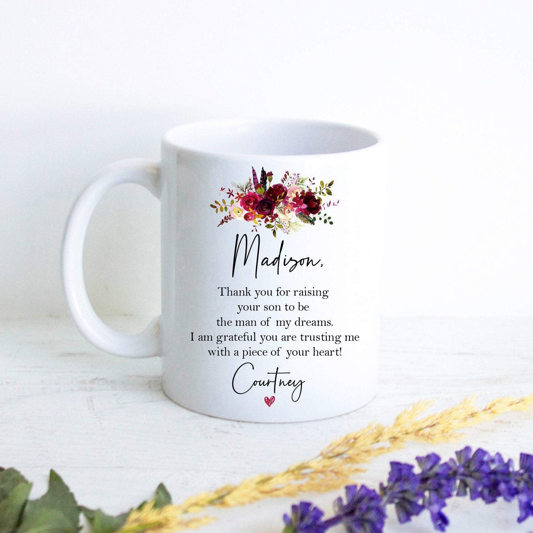 Future Mother In Law Gift #7 Custom Name - White Ceramic Mug - Inkpot