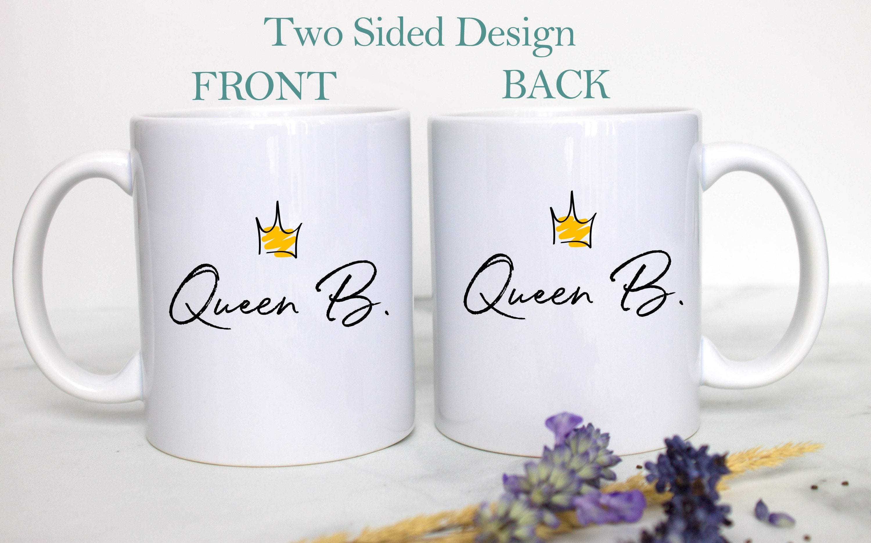 Personalized Queen Initial - White Ceramic Mug