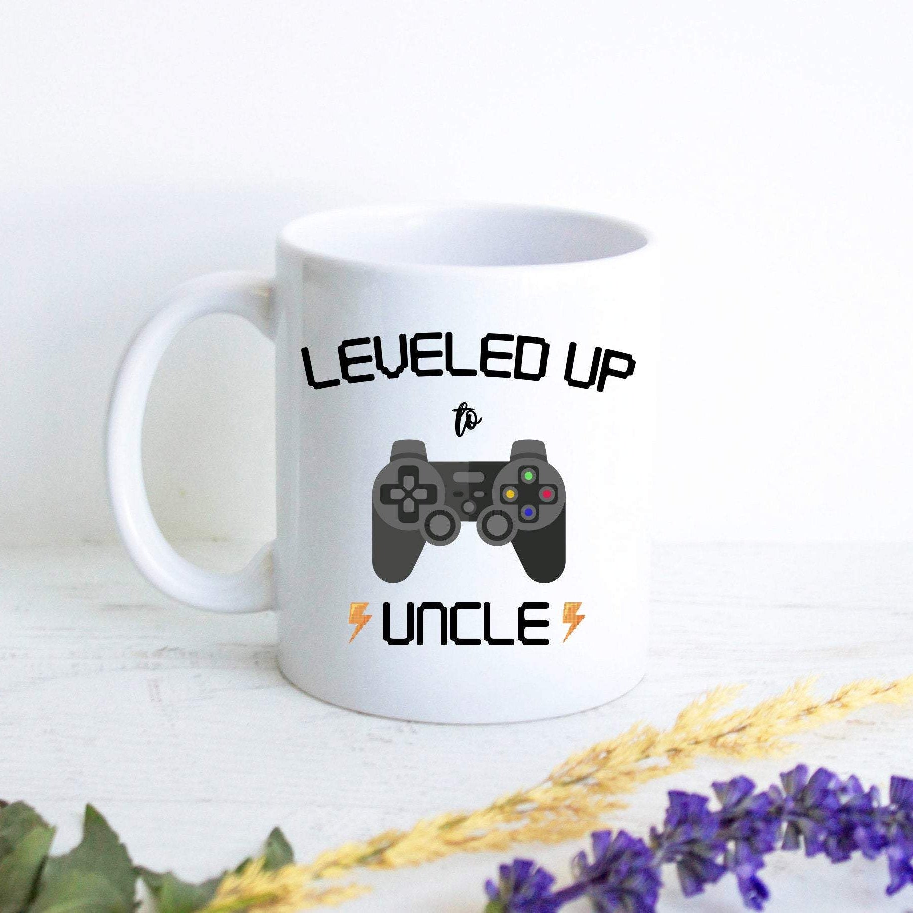 Leveled Up to Uncle Playstation - White Ceramic Mug - Inkpot