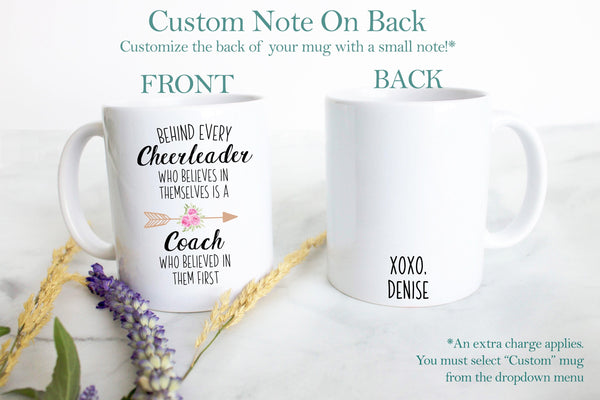 Coach Gift, Coach Personalized Gift, Coach Coffee Mug, Behind every cheerleader, Coach Birthday Gift, Gift From Student Coach Thank You Gift