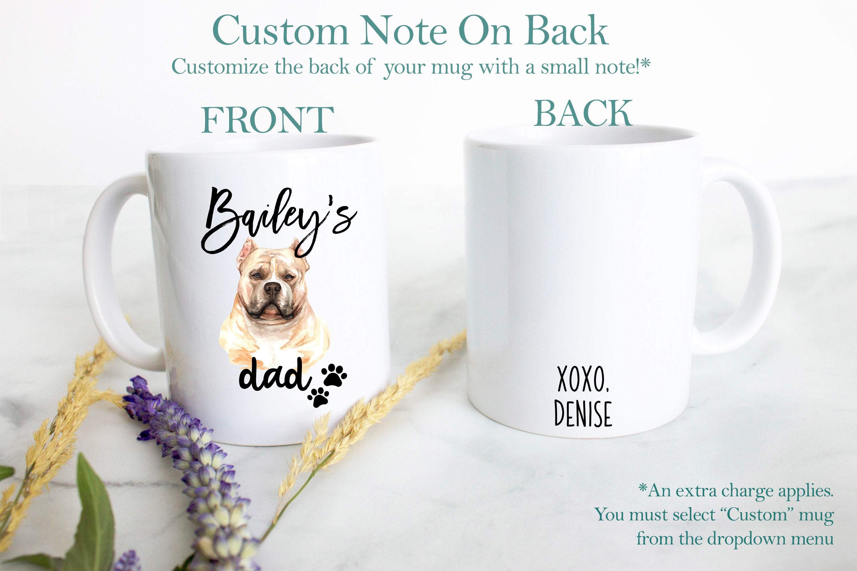 Personalized Pitbull Mom and Dad Individual or Mug Set - White Ceramic Custom Mug