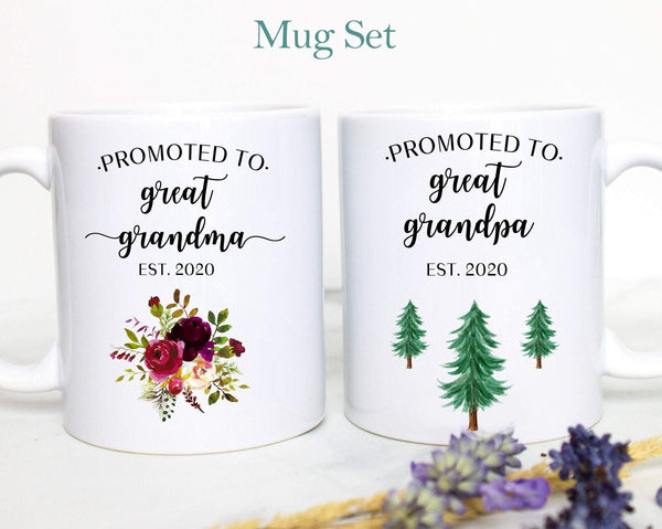 Promoted to Great Grandpa and Grandma Individual or Mug Set - White Ceramic Mug