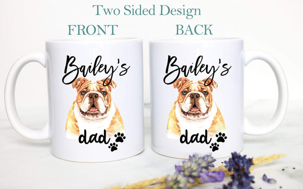 Personalized Bulldog Mom and Dad Individual or Mug Set - White Ceramic Custom Mug