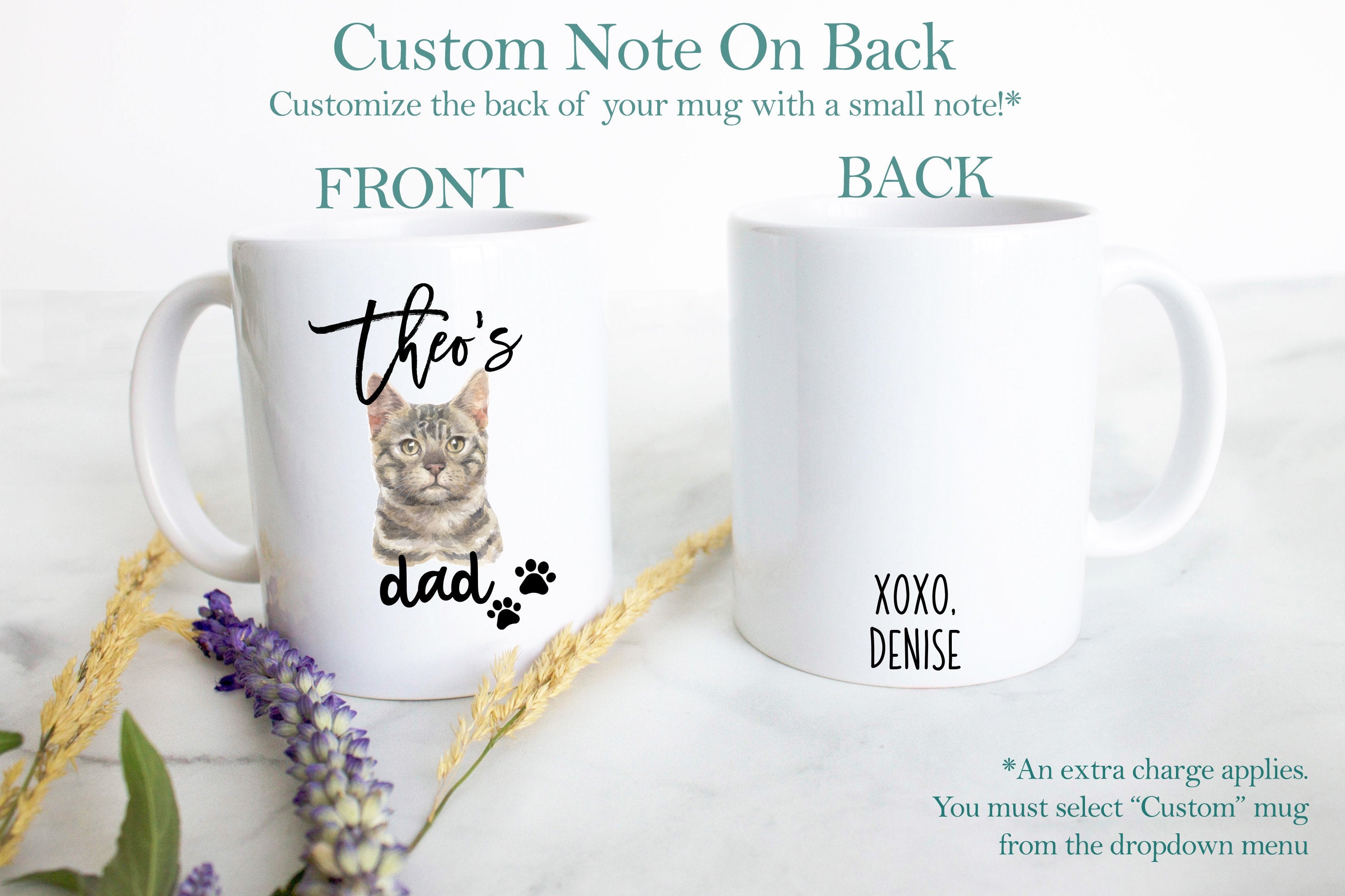 Personalized Bengal Cat Mom and Dad Individual or Mug Set- White Ceramic Custom Mug - Inkpot