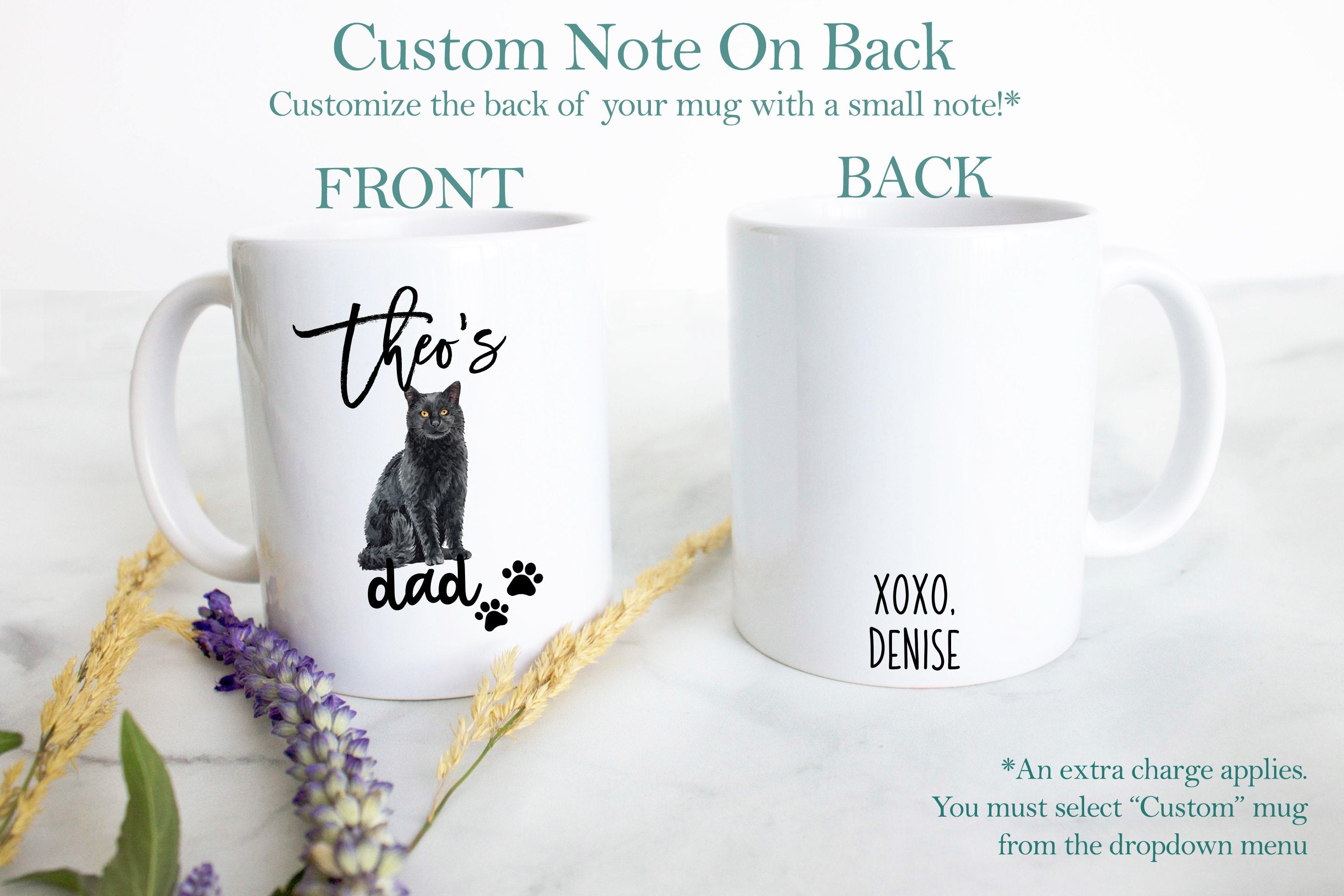 Personalized Black Cat Mom and Dad Individual or Mug Set #2 - White Ceramic Custom Mug