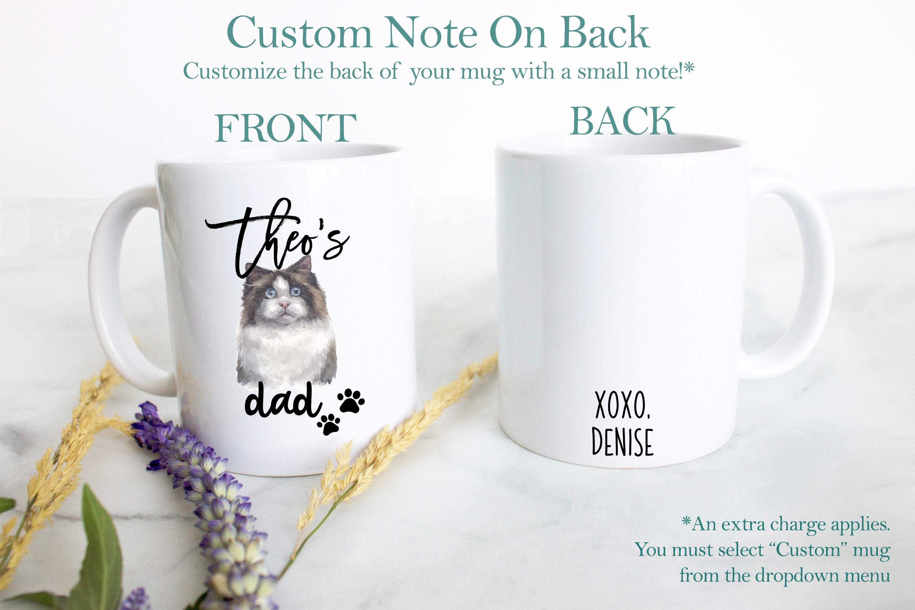 Personalized Ragdoll Cat Mom and Dad Individual or Mug Set - White Ceramic Custom Mug - Inkpot