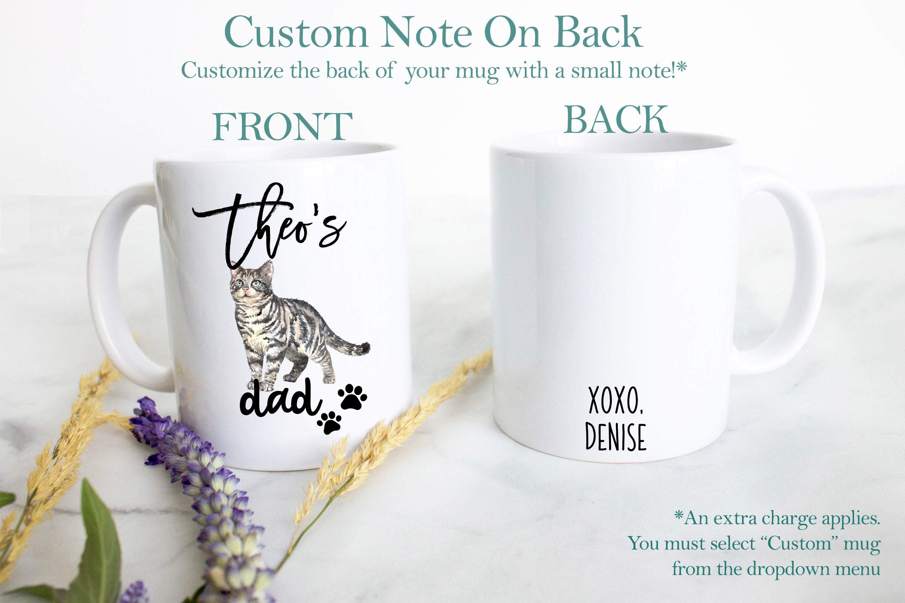 Personalized Tabby Cat Mom and Dad Individual or Mug Set #4 - White Ceramic Custom Mug