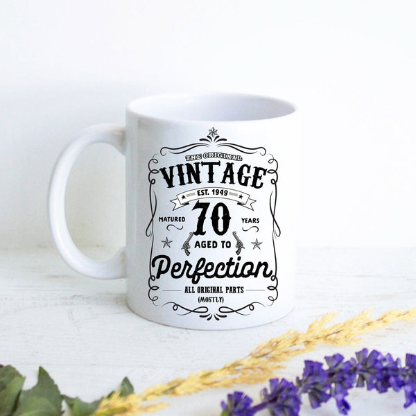 Aged to Perfection Mug 70th Birthday - White Ceramic Mug