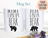 Mama and Papa Bear Individual or Mug Set EST - White Ceramic Mug